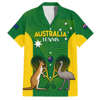 Personalised Australia Tennis Family Matching Short Sleeve Bodycon Dress and Hawaiian Shirt Aussie Pride National Color