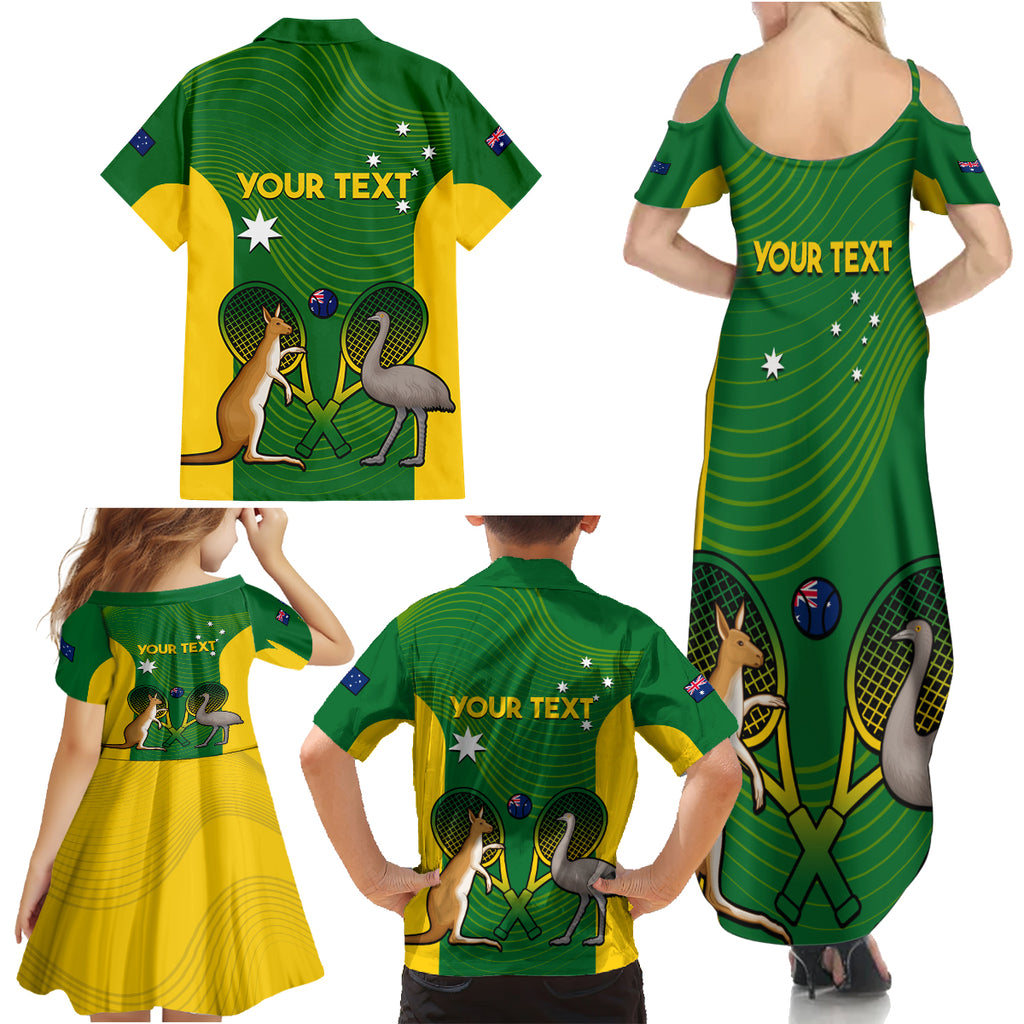 Personalised Australia Tennis Family Matching Summer Maxi Dress and Hawaiian Shirt Aussie Pride National Color
