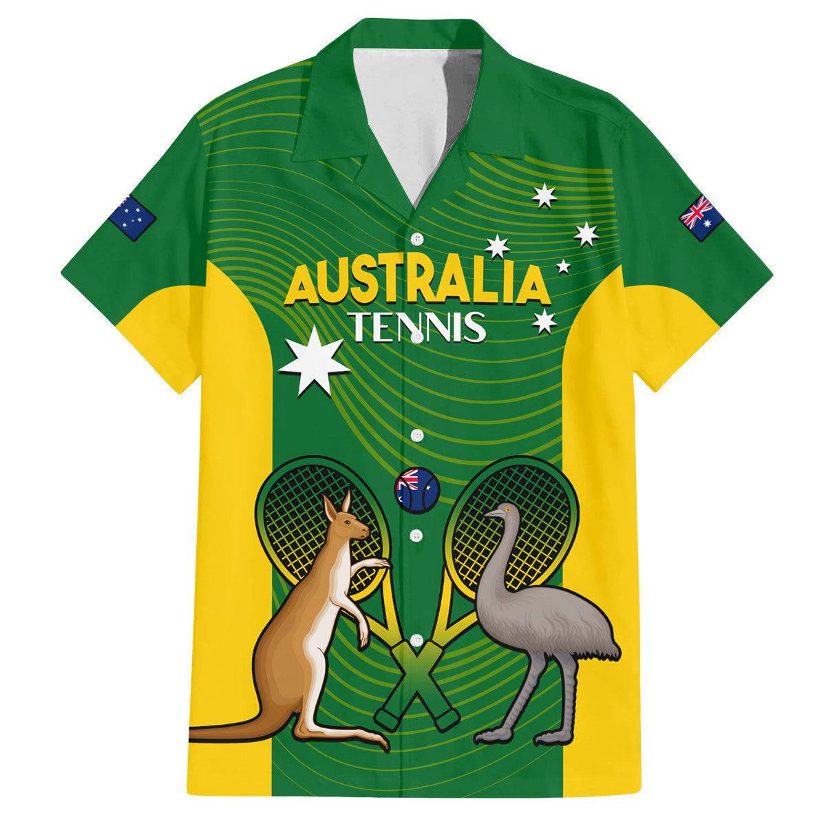 Personalised Australia Tennis Family Matching Summer Maxi Dress and Hawaiian Shirt Aussie Pride National Color