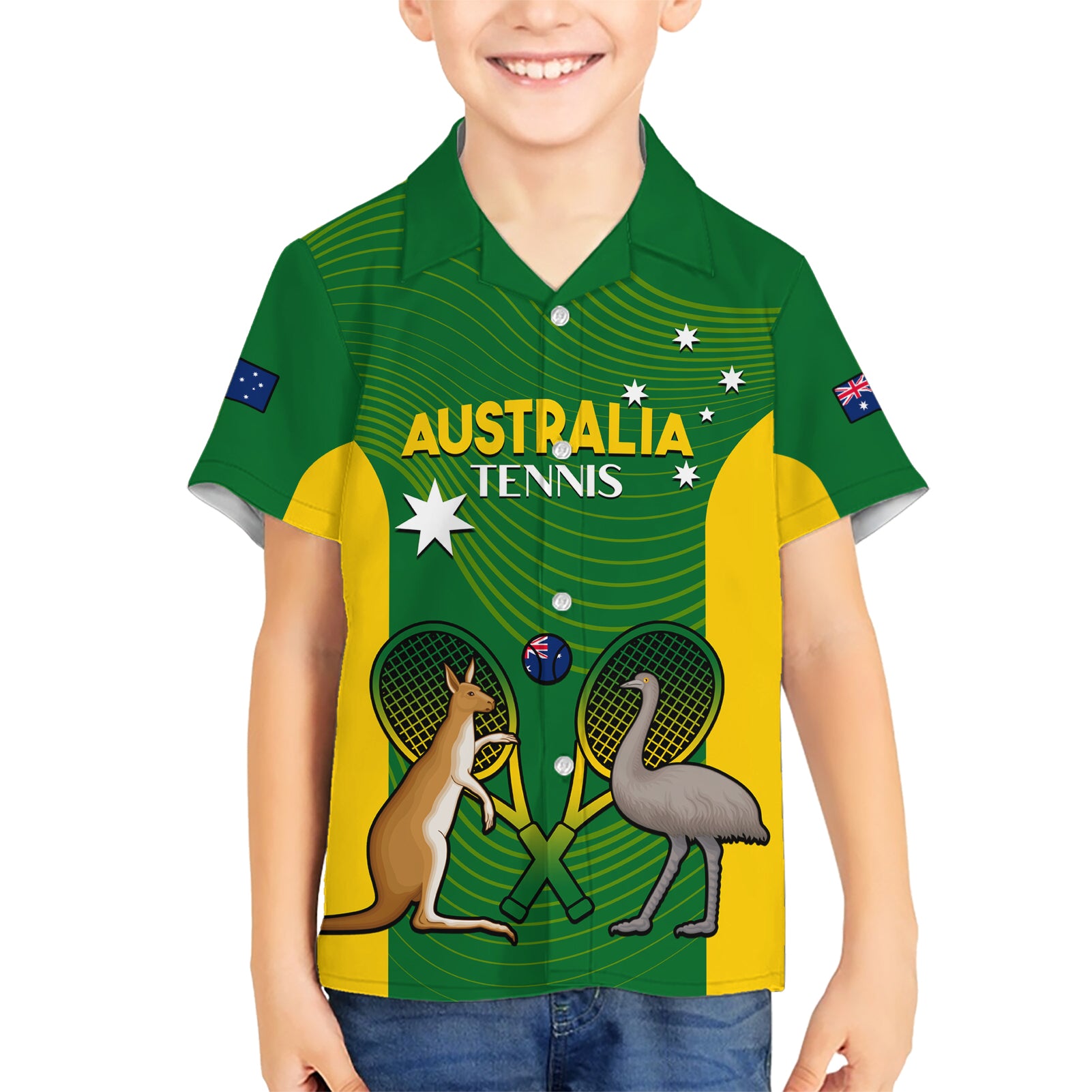 Personalised Australia Tennis Hawaiian Shirt Aussie Pride National Color