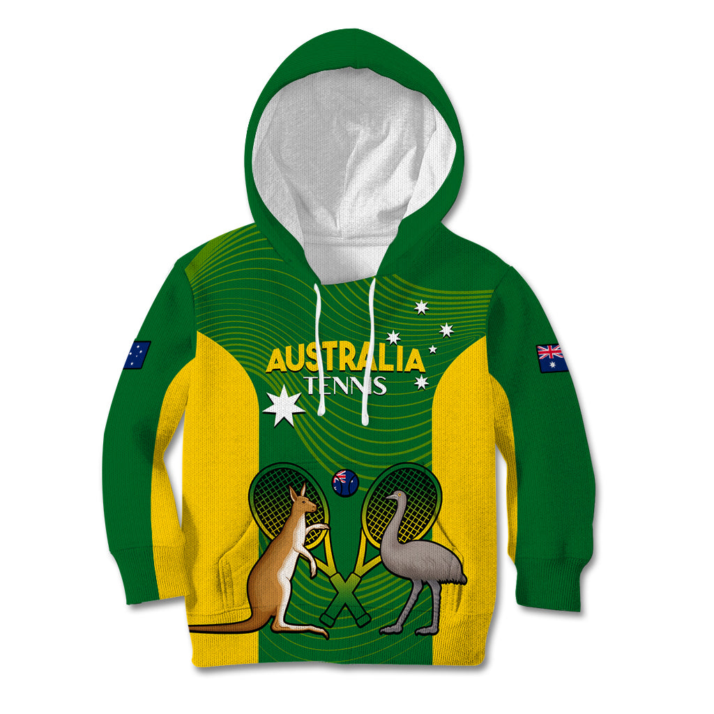 Personalised Australia Tennis Kid Hoodie Aussie Pride National Color