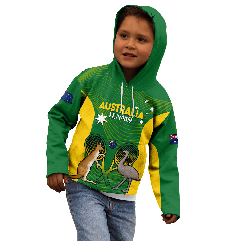 Personalised Australia Tennis Kid Hoodie Aussie Pride National Color