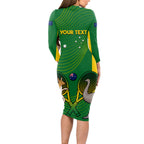 Personalised Australia Tennis Long Sleeve Bodycon Dress Aussie Pride National Color