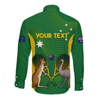 Personalised Australia Tennis Long Sleeve Button Shirt Aussie Pride National Color