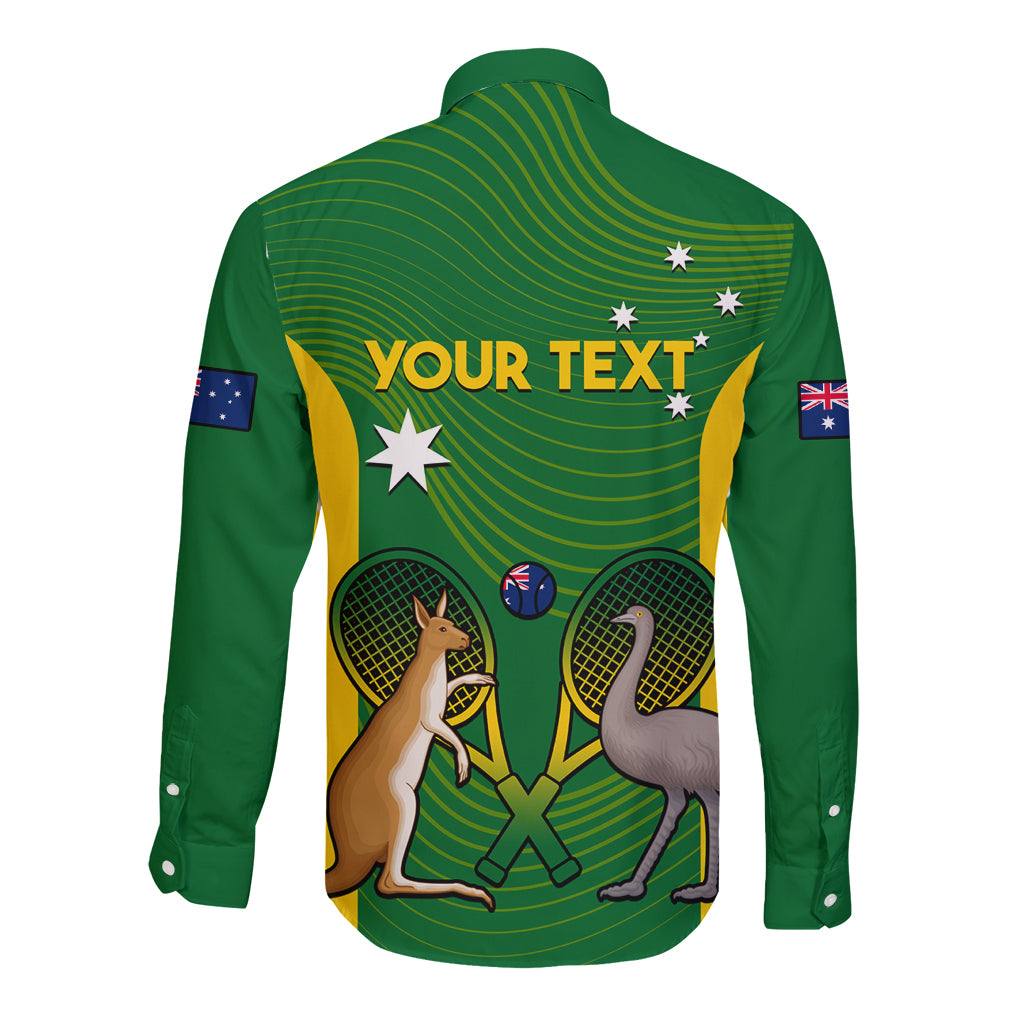 Personalised Australia Tennis Long Sleeve Button Shirt Aussie Pride National Color