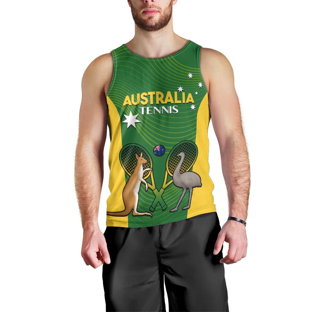 Personalised Australia Tennis Men Tank Top Aussie Pride National Color