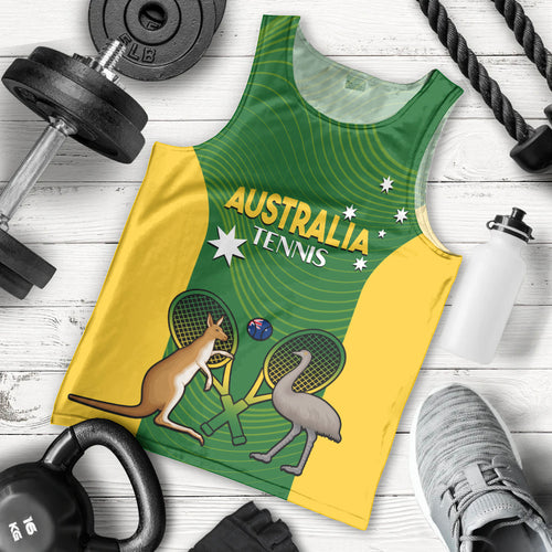 Personalised Australia Tennis Men Tank Top Aussie Pride National Color