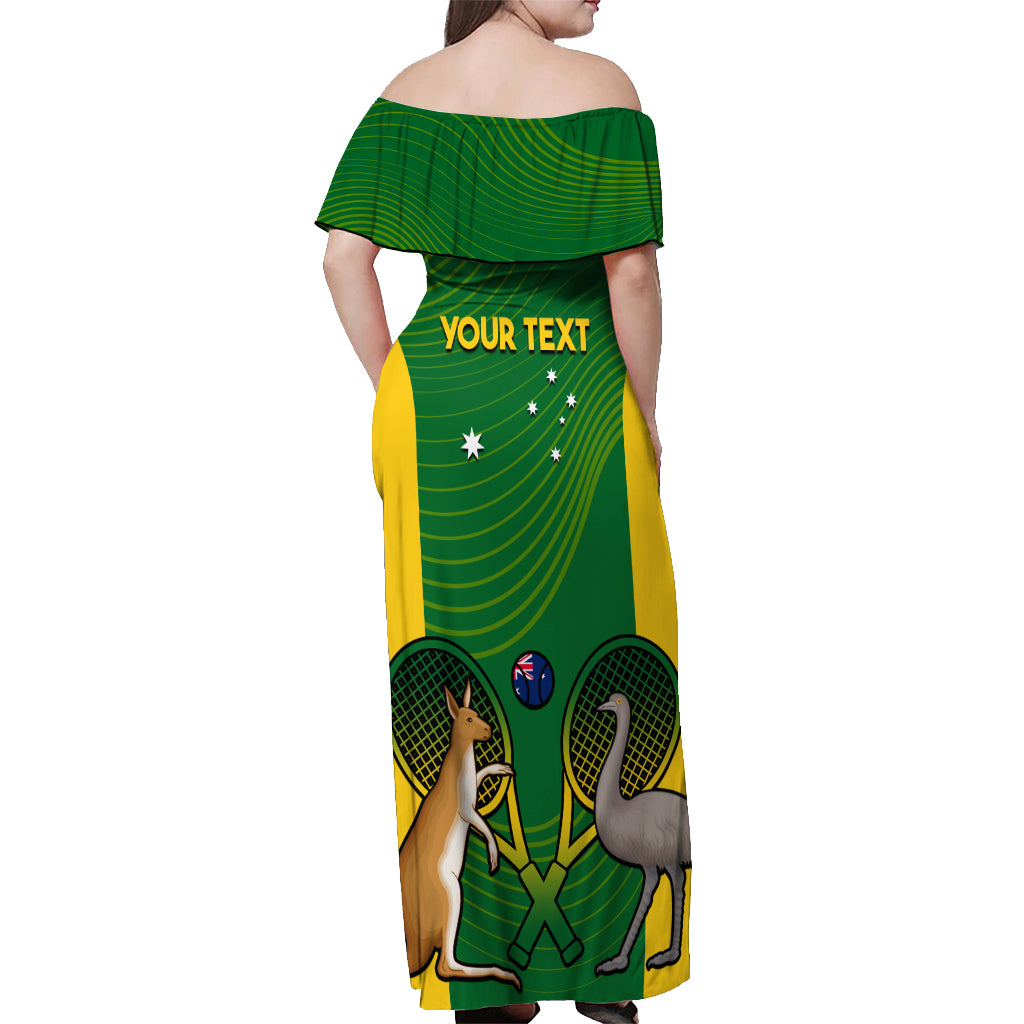 Personalised Australia Tennis Off Shoulder Maxi Dress Aussie Pride National Color