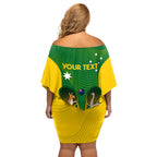 Personalised Australia Tennis Off Shoulder Short Dress Aussie Pride National Color