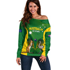 Personalised Australia Tennis Off Shoulder Sweater Aussie Pride National Color
