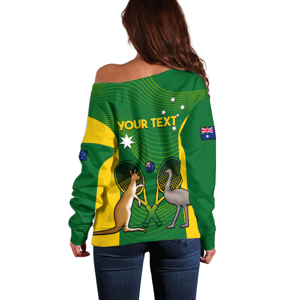 Personalised Australia Tennis Off Shoulder Sweater Aussie Pride National Color