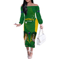 Personalised Australia Tennis Off The Shoulder Long Sleeve Dress Aussie Pride National Color