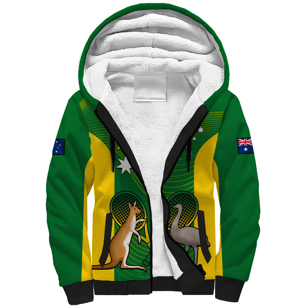 Personalised Australia Tennis Sherpa Hoodie Aussie Pride National Color