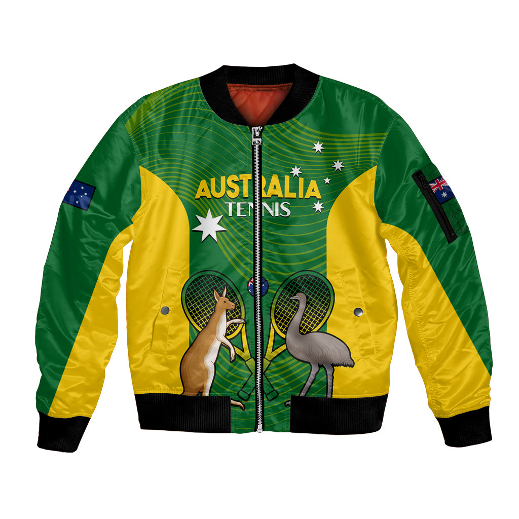 Personalised Australia Tennis Sleeve Zip Bomber Jacket Aussie Pride National Color