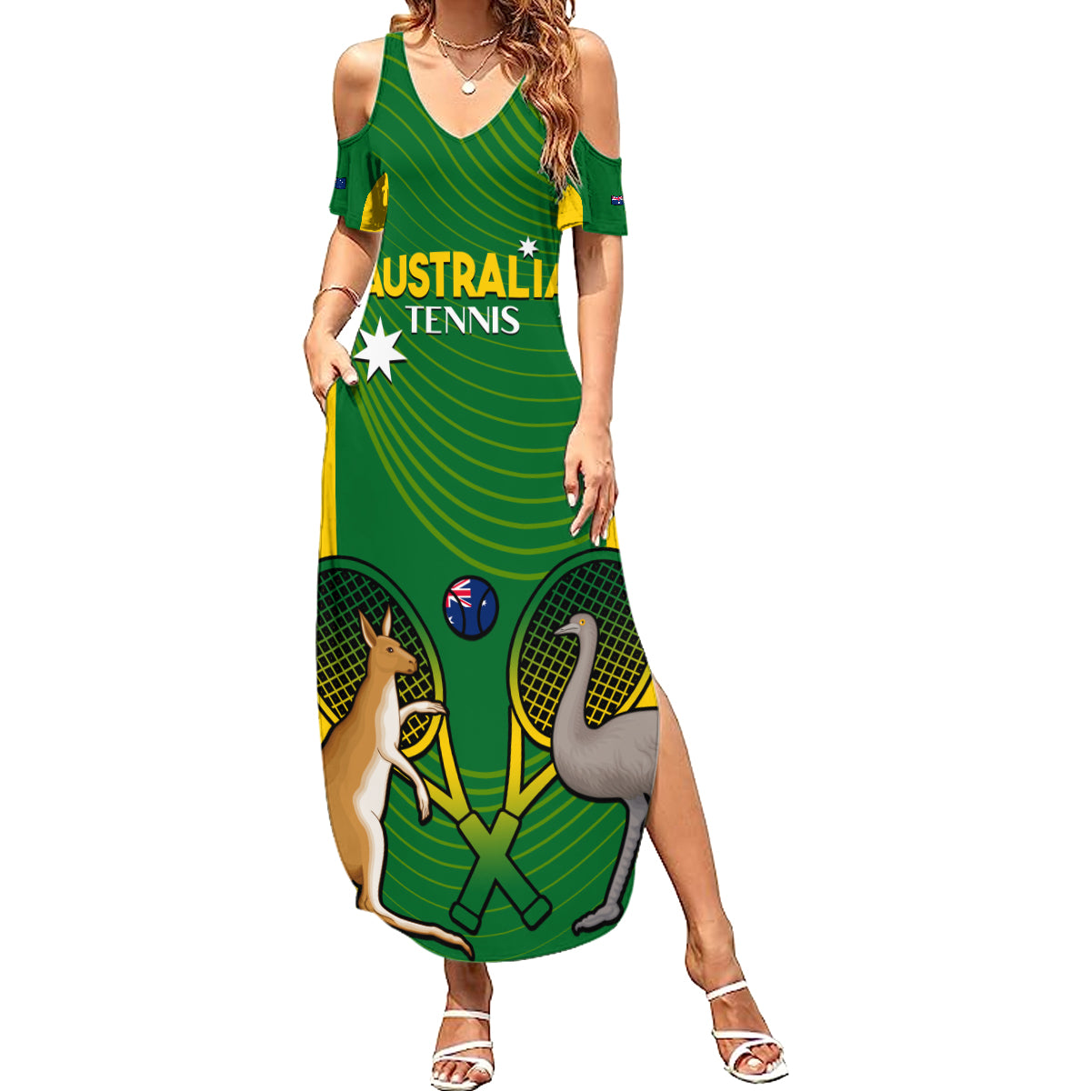 Personalised Australia Tennis Summer Maxi Dress Aussie Pride National Color
