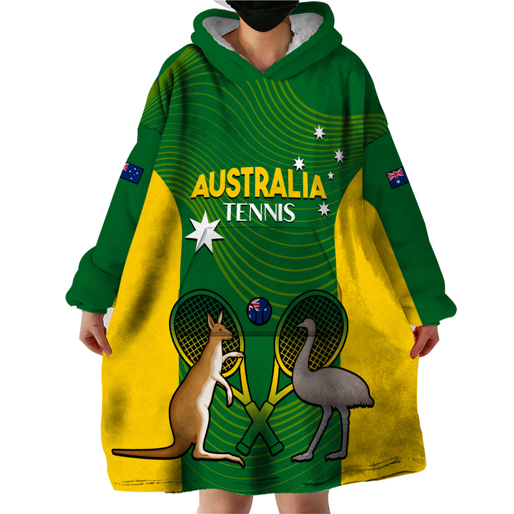 Personalised Australia Tennis Wearable Blanket Hoodie Aussie Pride National Color