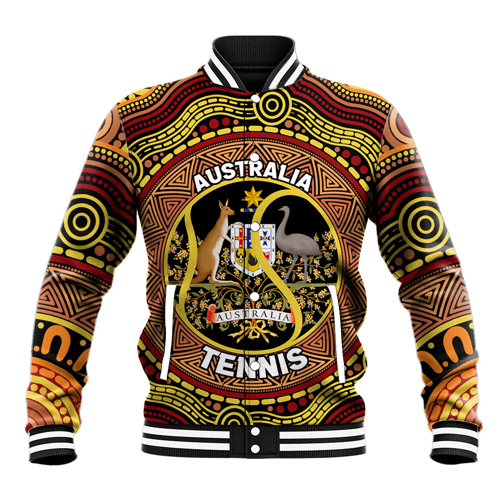 Personalised Australia Tennis Baseball Jacket Aussie Indigenous Art