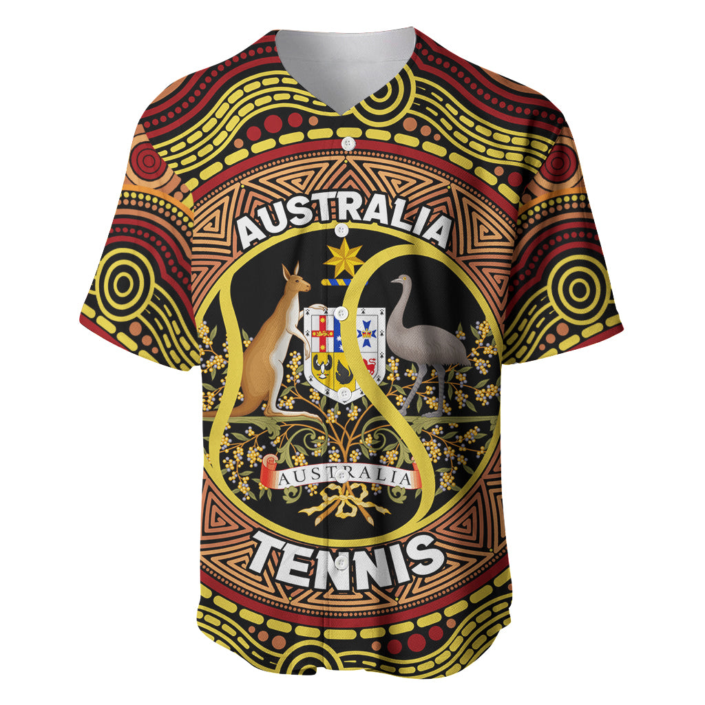Personalised Australia Tennis Baseball Jersey Aussie Indigenous Art