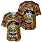 Personalised Australia Tennis Baseball Jersey Aussie Indigenous Art
