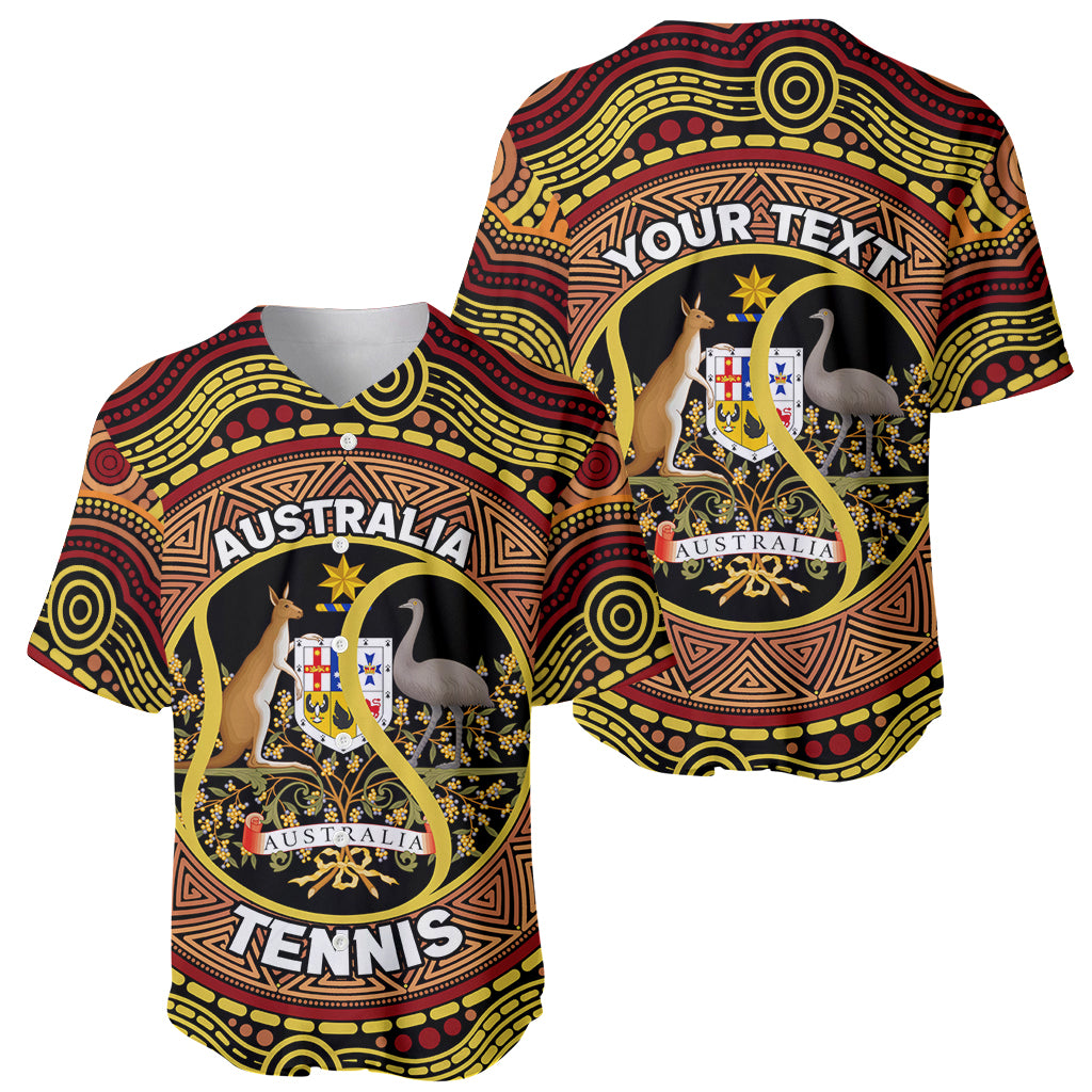 Personalised Australia Tennis Baseball Jersey Aussie Indigenous Art
