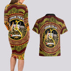 Personalised Australia Tennis Couples Matching Long Sleeve Bodycon Dress and Hawaiian Shirt Aussie Indigenous Art
