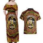 Personalised Australia Tennis Couples Matching Off Shoulder Maxi Dress and Hawaiian Shirt Aussie Indigenous Art