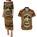 Personalised Australia Tennis Couples Matching Puletasi and Hawaiian Shirt Aussie Indigenous Art