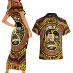 Personalised Australia Tennis Couples Matching Short Sleeve Bodycon Dress and Hawaiian Shirt Aussie Indigenous Art
