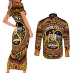Personalised Australia Tennis Couples Matching Short Sleeve Bodycon Dress and Long Sleeve Button Shirt Aussie Indigenous Art