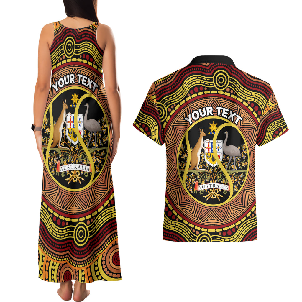 Personalised Australia Tennis Couples Matching Tank Maxi Dress and Hawaiian Shirt Aussie Indigenous Art