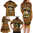 Personalised Australia Tennis Family Matching Long Sleeve Bodycon Dress and Hawaiian Shirt Aussie Indigenous Art
