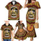 Personalised Australia Tennis Family Matching Mermaid Dress and Hawaiian Shirt Aussie Indigenous Art