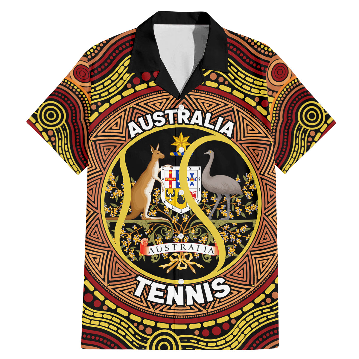 Personalised Australia Tennis Family Matching Mermaid Dress and Hawaiian Shirt Aussie Indigenous Art