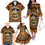 Personalised Australia Tennis Family Matching Off Shoulder Long Sleeve Dress and Hawaiian Shirt Aussie Indigenous Art