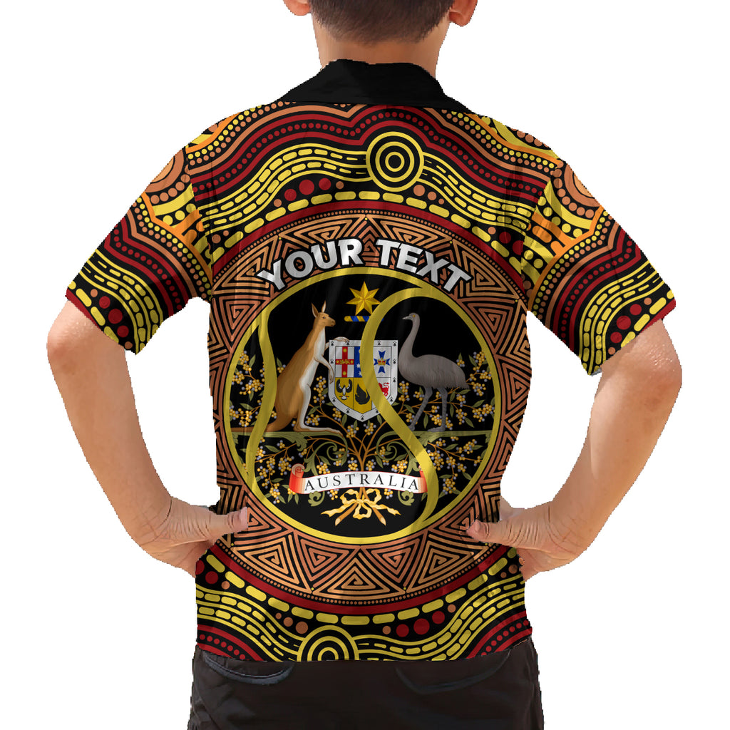 Personalised Australia Tennis Family Matching Off Shoulder Long Sleeve Dress and Hawaiian Shirt Aussie Indigenous Art