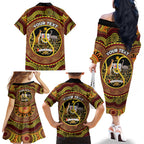 Personalised Australia Tennis Family Matching Off Shoulder Long Sleeve Dress and Hawaiian Shirt Aussie Indigenous Art