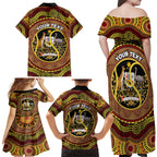 Personalised Australia Tennis Family Matching Off Shoulder Maxi Dress and Hawaiian Shirt Aussie Indigenous Art