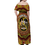 Personalised Australia Tennis Family Matching Off Shoulder Maxi Dress and Hawaiian Shirt Aussie Indigenous Art