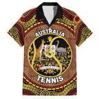 Personalised Australia Tennis Family Matching Off Shoulder Short Dress and Hawaiian Shirt Aussie Indigenous Art
