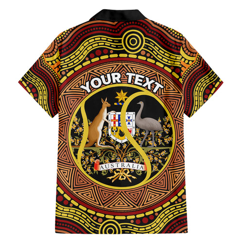 Personalised Australia Tennis Family Matching Off Shoulder Short Dress and Hawaiian Shirt Aussie Indigenous Art
