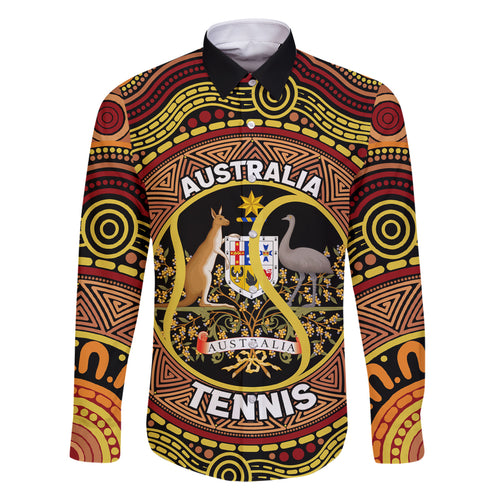 Personalised Australia Tennis Family Matching Off Shoulder Short Dress and Hawaiian Shirt Aussie Indigenous Art