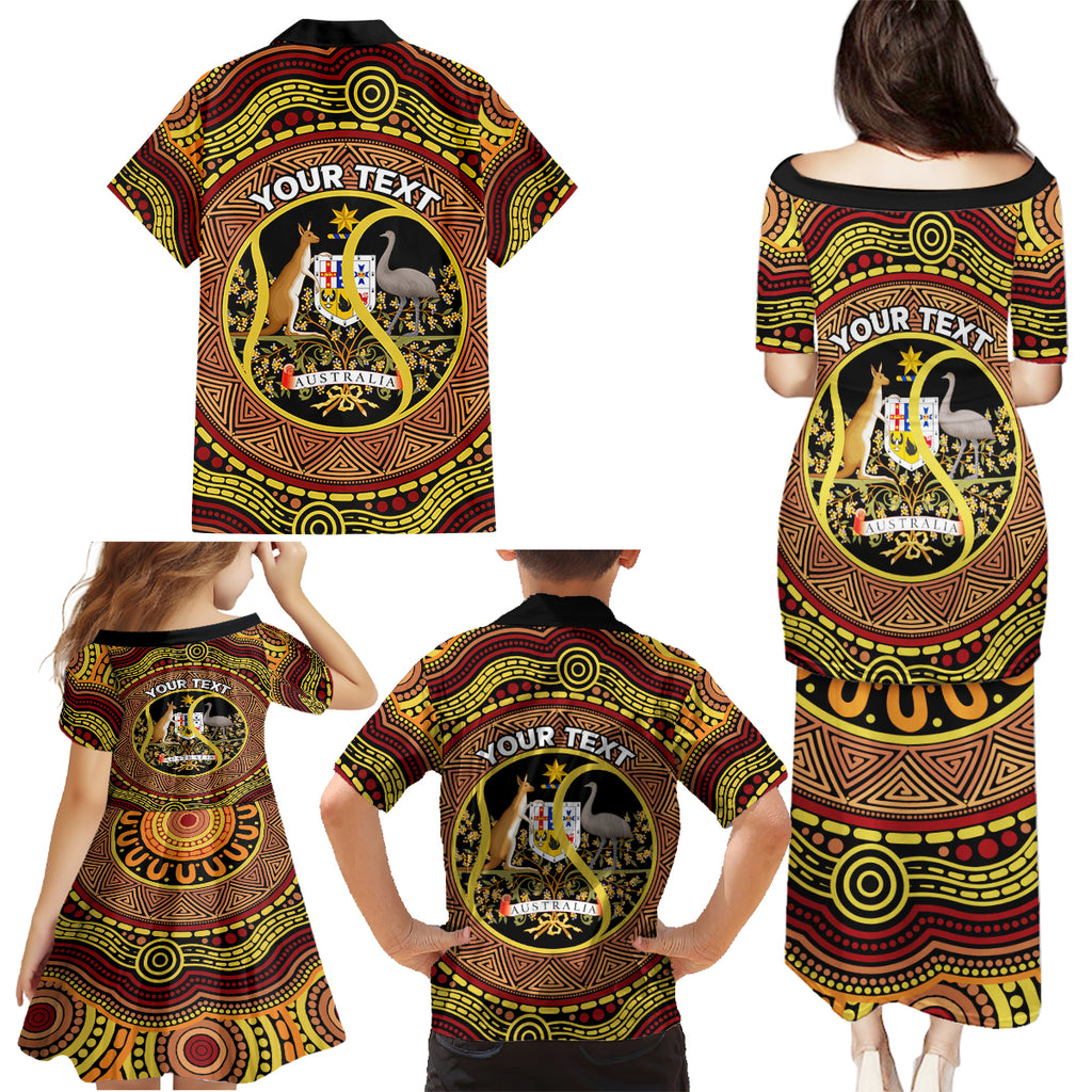 Personalised Australia Tennis Family Matching Puletasi and Hawaiian Shirt Aussie Indigenous Art