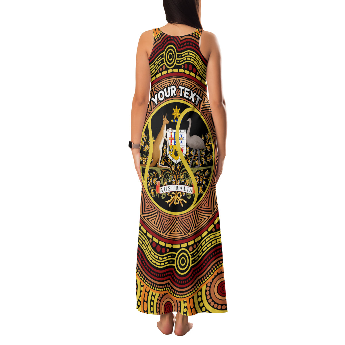 Personalised Australia Tennis Family Matching Tank Maxi Dress and Hawaiian Shirt Aussie Indigenous Art