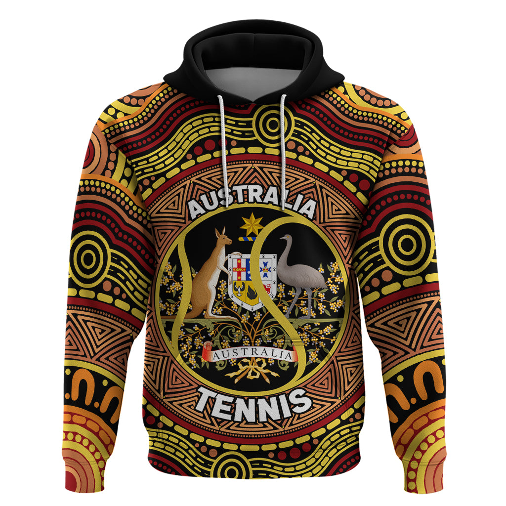 Personalised Australia Tennis Hoodie Aussie Indigenous Art