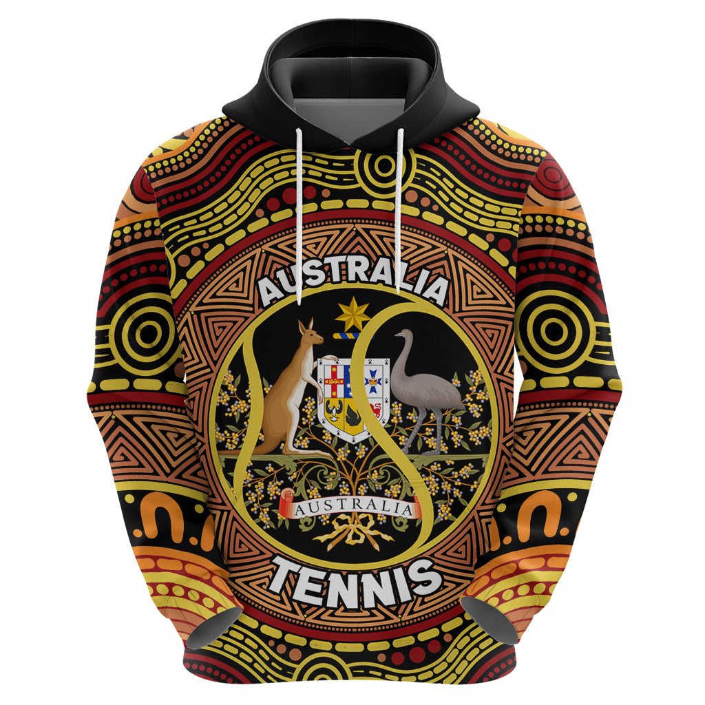 Personalised Australia Tennis Hoodie Aussie Indigenous Art