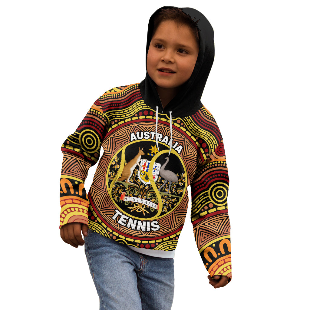 Personalised Australia Tennis Kid Hoodie Aussie Indigenous Art