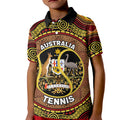 Personalised Australia Tennis Kid Polo Shirt Aussie Indigenous Art