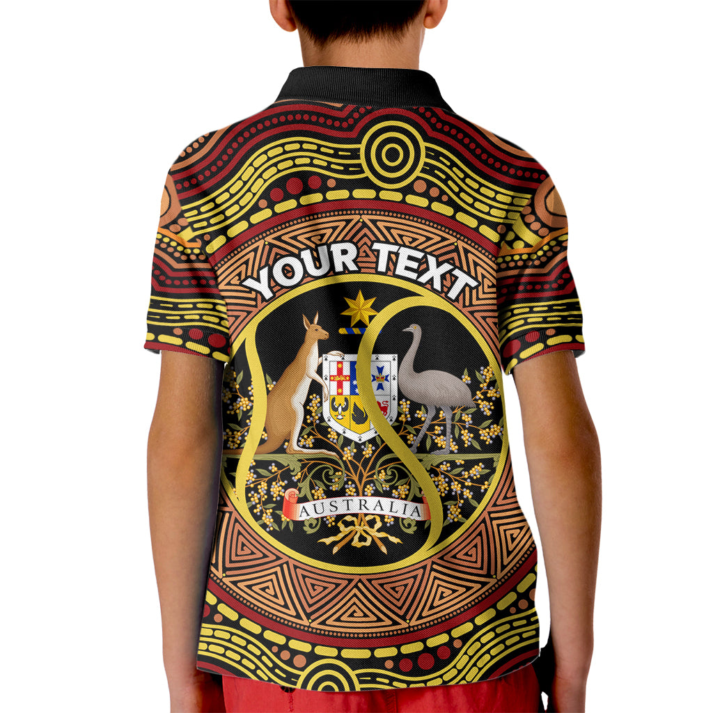 Personalised Australia Tennis Kid Polo Shirt Aussie Indigenous Art