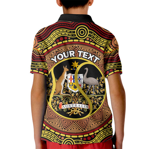 Personalised Australia Tennis Kid Polo Shirt Aussie Indigenous Art