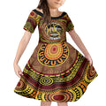 Personalised Australia Tennis Kid Short Sleeve Dress Aussie Indigenous Art